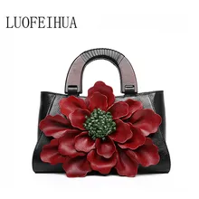 LUOFEIHUA/женские сумки из натуральной кожи, новинка года, в Ретро этническом стиле, первый слой, Воловья кожа, цветочные сумочки, сумочка