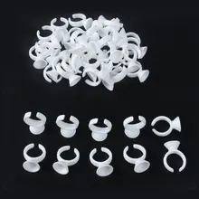 100PCS Disposable Plastic Nail Art Tattoo Glue Holder Eyelash Extension Rings Adhesive Pigment Holders Finger Hand Beauty Tools