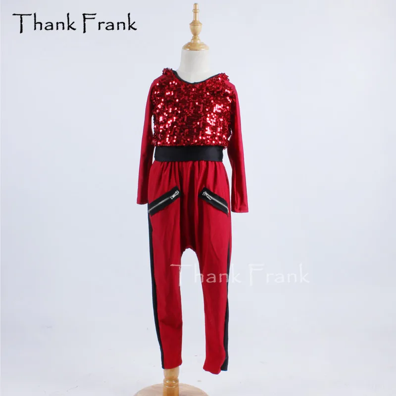 

Sequin Jazz Modern Hip Hop Dance Costume Long Sleeve Hooded C380