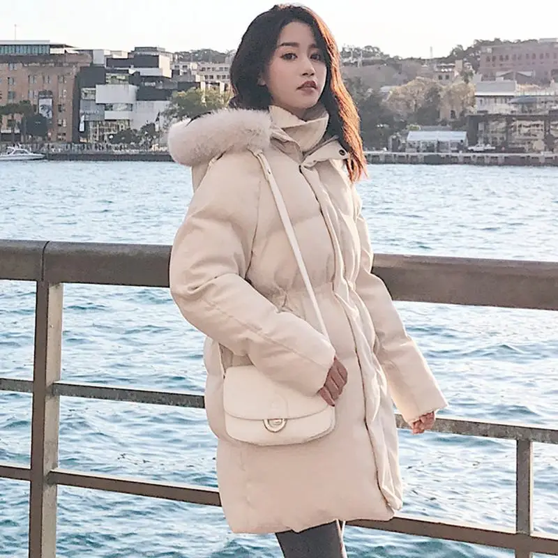 Manteau Col Neige Rembourré À Faux Capuchon ardoisé Lâche Épais De Femmes Survêtement Casual Fourrure Chaud 2018 Beige Hiver Veste Z233 Femelle Coton Parka Pta8q