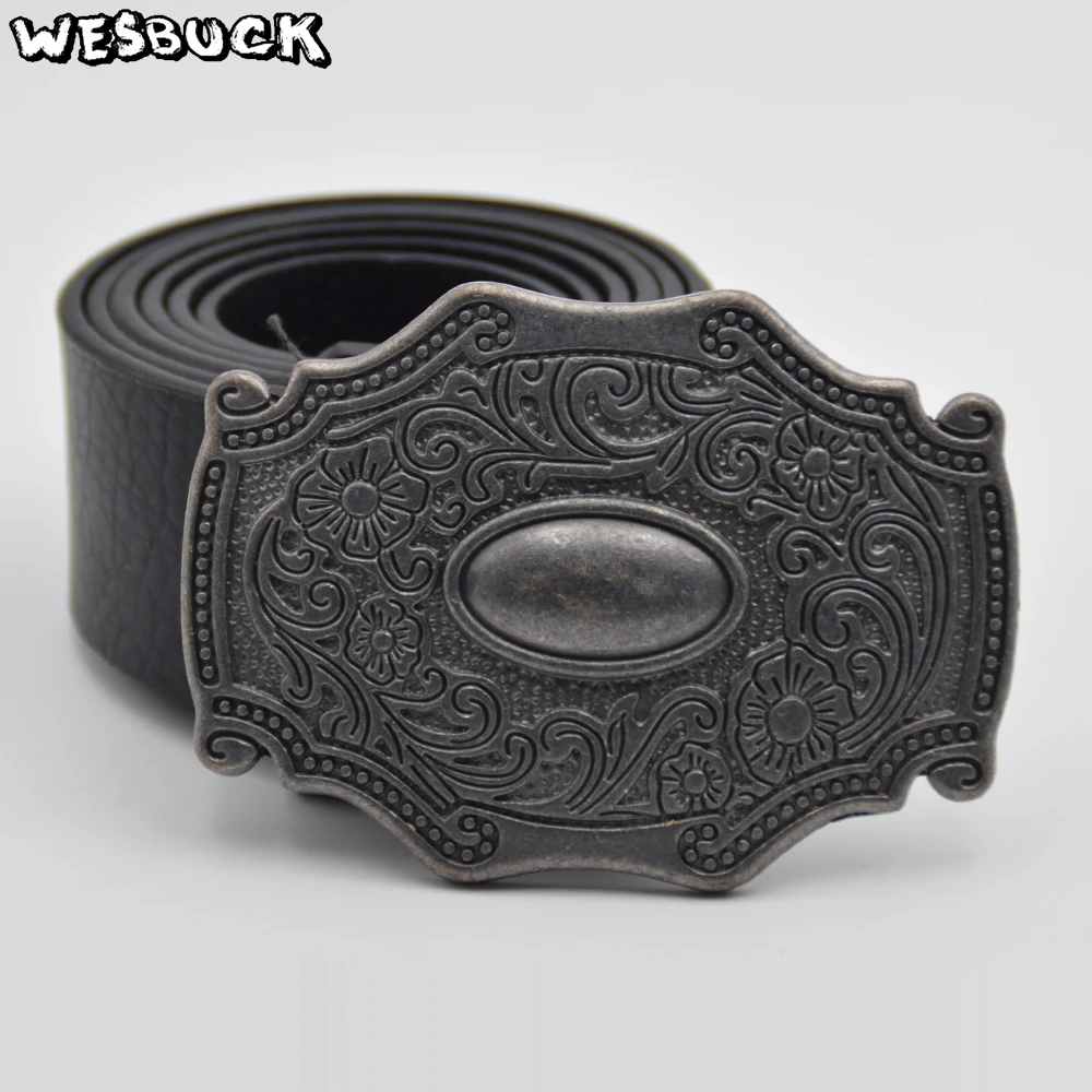 

5 PCS MOQ WesBuck Brand Hot Sale Belt Buckle Metal New Style Western Restoring ancient ways Men Women Belt Buckles With PU Belt