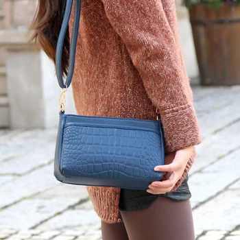 

Hot Sale Women's Genuine Leather Handbags Alligator Shoulder CrossBody Bags Ladies Fashion Messenger Bag Women Bags Day Clutches