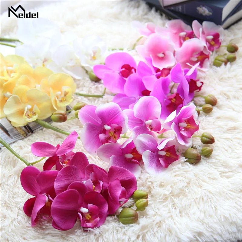 Meldel Wedding Bouquet Bridesmaids Holder Orchid Flower Artificial Phalaenopsis Arrangement DIY Home Office Decor | Свадьбы и