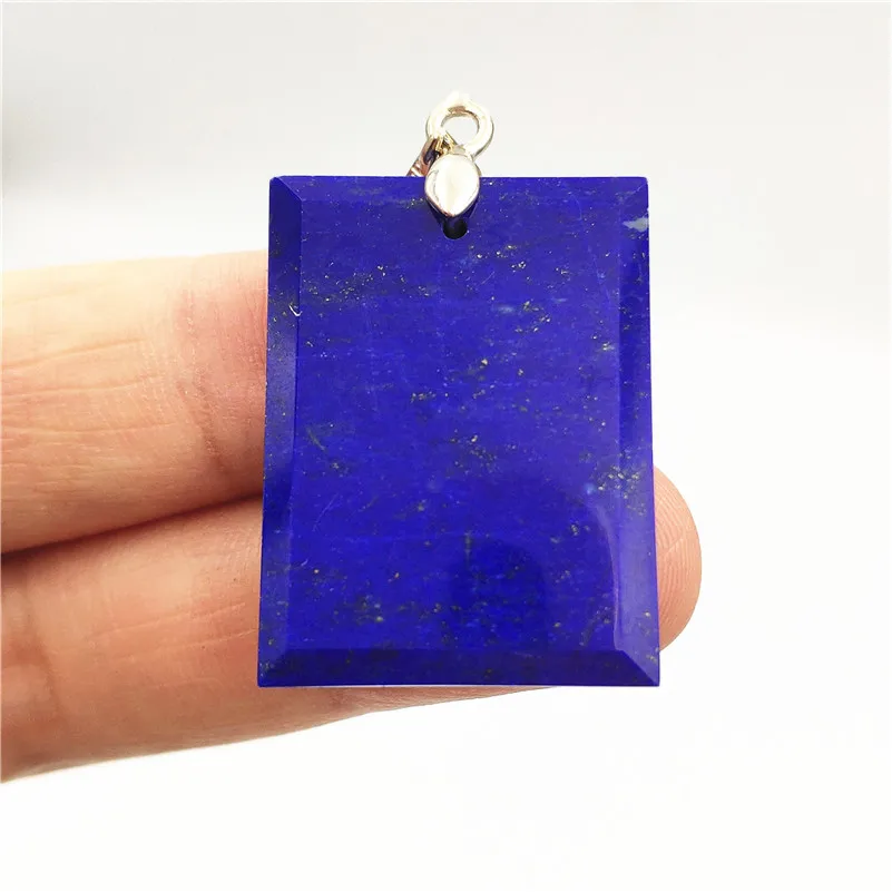 

Natural Lapis Lazuli Pendant Women Men Anniversary Party New Gift 27x21x6mm Blue Rectangle Stone Crystal Necklace Pendant AAAAA