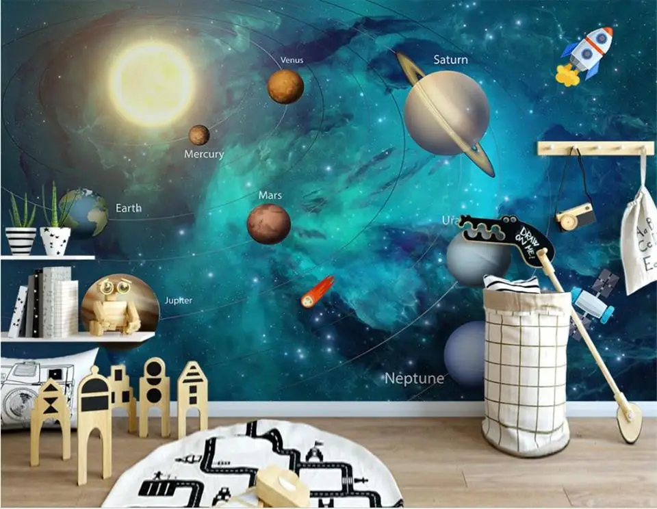 

custom 3d room wallpaper photo wallpaper mural Cosmic space Astronaut 3d kids room background non-woven wallpaper for walls 3d