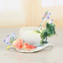 3D цвет эмаль Ирис Кофе чашка костяного фарфора Чай Молоко Набор творческий посуда для напитков керамика копа друг подарок