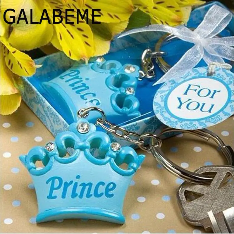 

Galabeme 1pc Baby Boy Prince Crown Key Chain Key Ring Keychain Baby Shower Favors Souvenirs Wedding Gift With Gift Box