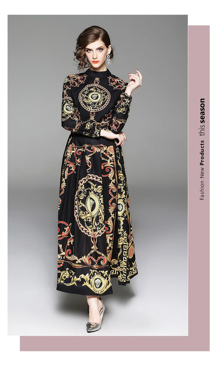 3359 Palace Vintage Dresses 50s 60s Retro Women Plus Size Luxury Baroque Black Floral Maxi Dress Elegant Formal Evening Party Dress 3