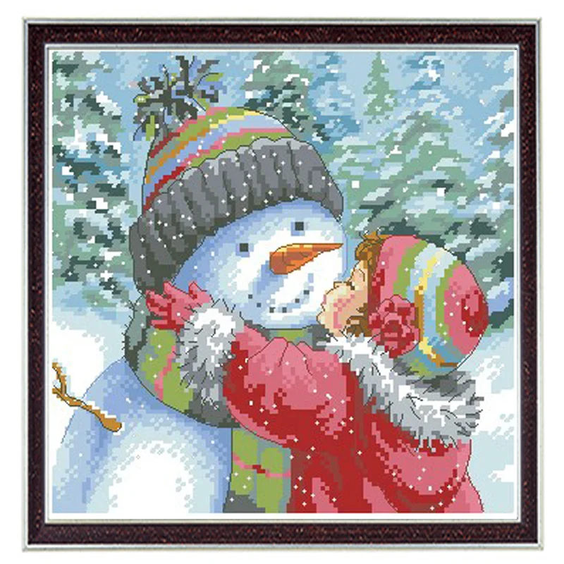 Needlework DIY DMC 14CT unprinted Cross stitch kits For Embroidery Kiss the snowman Christmas Counted Cross-Stitching embroider | Дом и сад