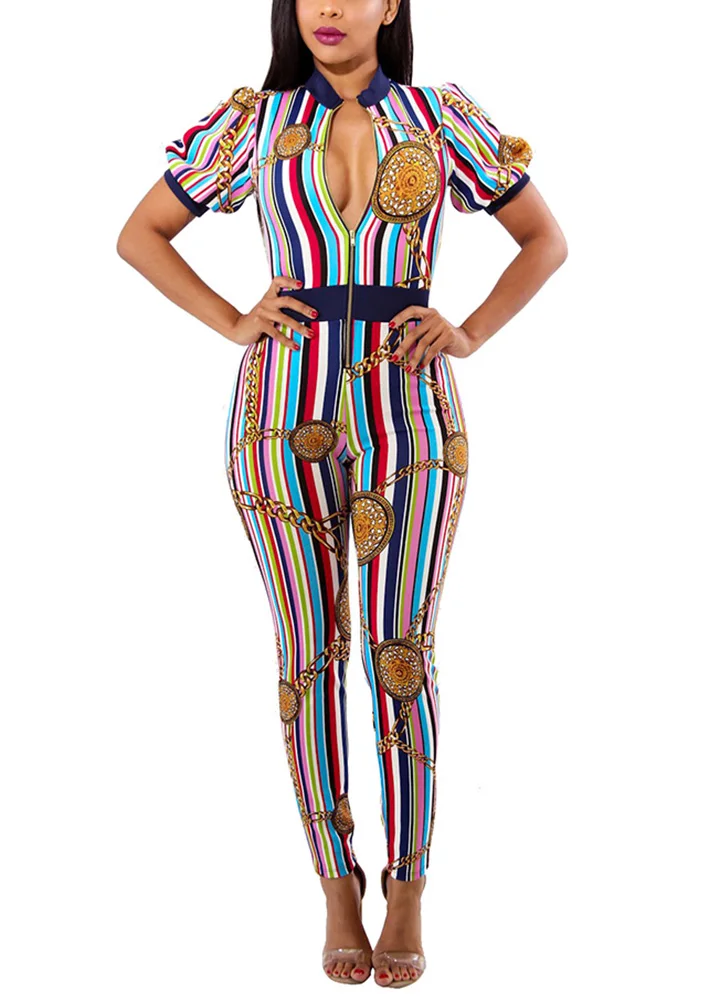 chain print jumpsuit