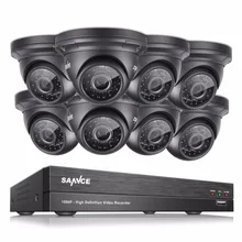 SANNCE 8CH HD 1080P DVR CCTV Camera System 8pcs 2.0MP waterproof Dome Security Cameras Video Surveillance kit HDD