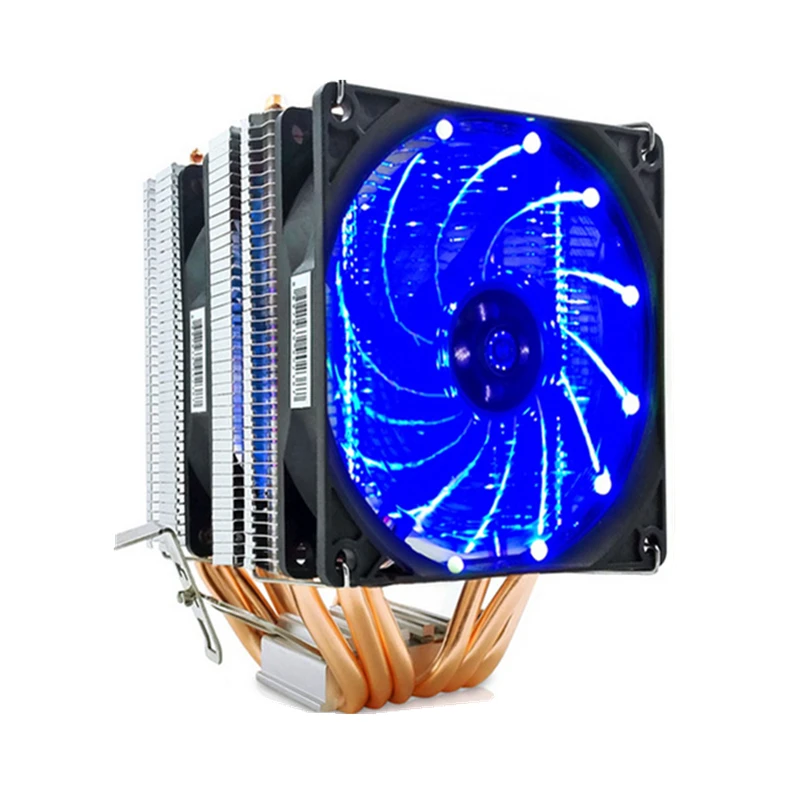 6 с тепловым стержнем heat pipe dual-Башня 4pin Процессор кулер LGA775 1150 1151 1155 1366 2011 охлаждения 9 см вентилятор 12V Светодиодный светильник Поддержка Intel AMD