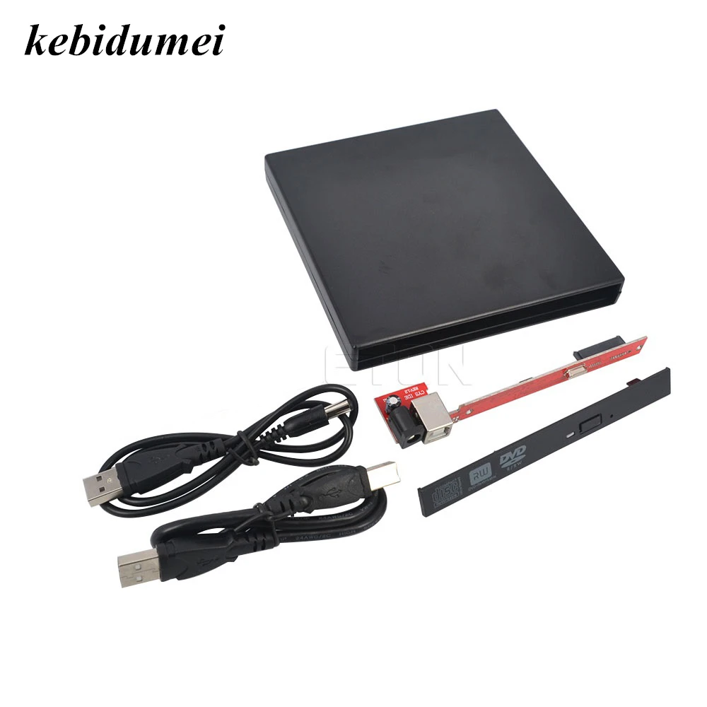 Kebidumei USB 2,0 DVD CD DVD-Rom DVD RW To SATA жесткий диск Caddy адаптер Внешний чехол для ноутбука компьютера ПК