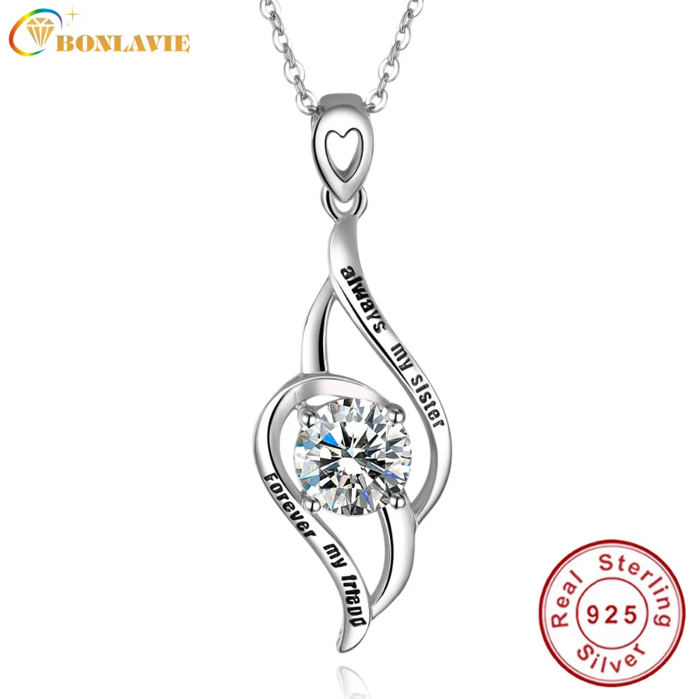 

BONLAVIE Always My Sister Forever My Friend Custom Name necklace personalized necklace 925 silver jewelry customized necklace