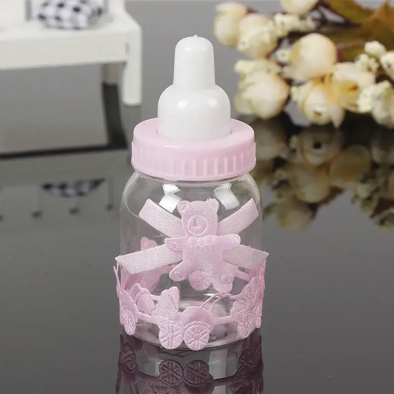 1 шт. Baby Shower синий мальчик розовый девочка крещение небольшие подарки на день рождения подарок сувениры бутылка для конфет - Цвет: pink