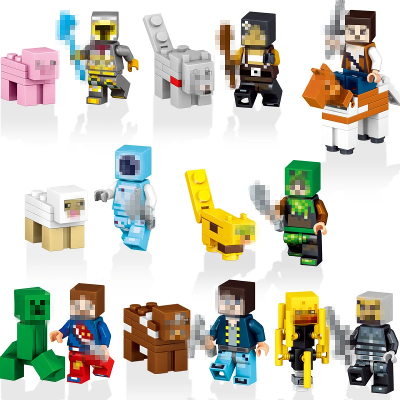 

16Pcs/lot Minecraftee minifigs Little Toys With pet model Ninjago Dragon Blocks Compatible Legoed Bricks toys for Kids