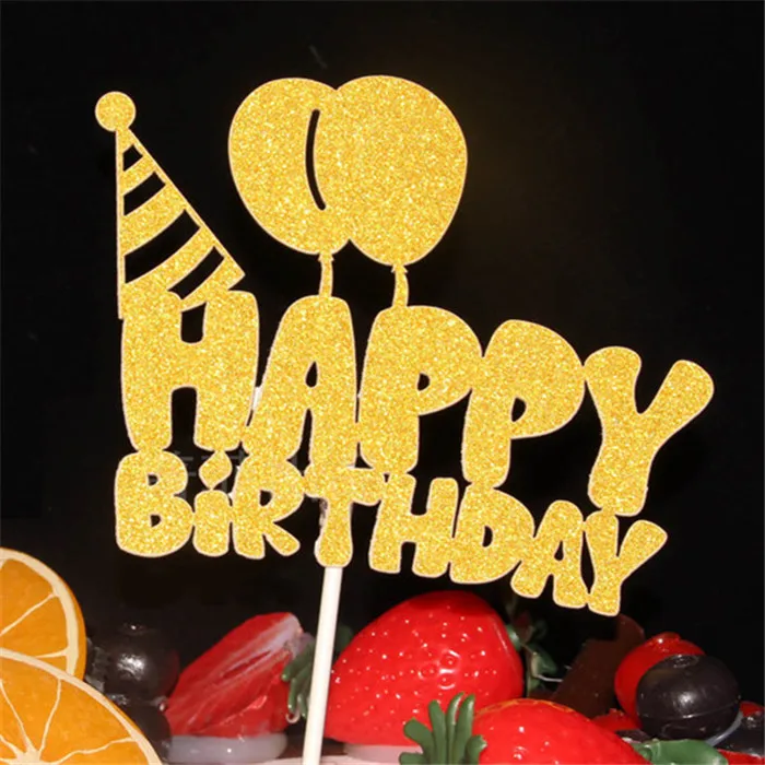 Топпер для торта «С Днем Рождения» принцесса день рождения украшения кекс топперы детские украшения вечерние принадлежности один торт топперы - Цвет: H62 Cake Topper
