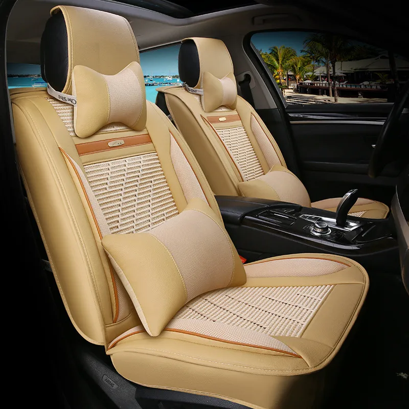 Ventilate Ice Silk Fabric Car Seat Cover Luxury Leather Automobiles