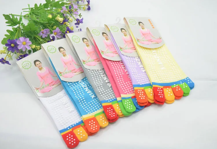 <+> Yoga Socks 5 Toes Хлопчатобумажные носки Спортивные упражнения Хлопковый пилатес Носок для массажа н ★