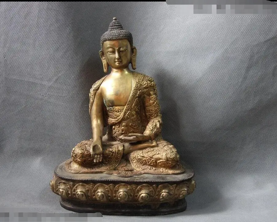 China Buddhism Temple Bronze Copper Sakyamuni Tathagata Rulai God Buddha Statue | Дом и сад
