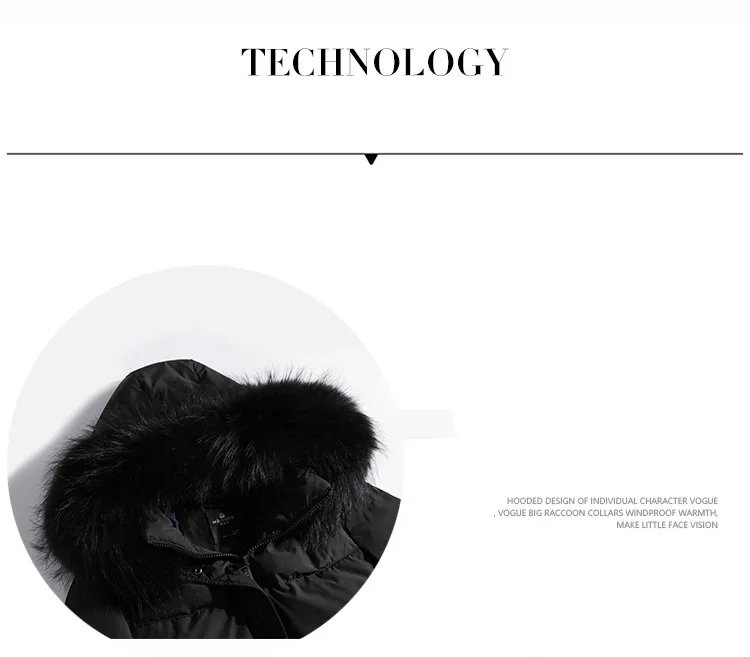 Winter Long Down jacket women Fashion Big fur collar Hooded Down Coat Casual Thick warm Parkas for Female Loose Duck down Coat