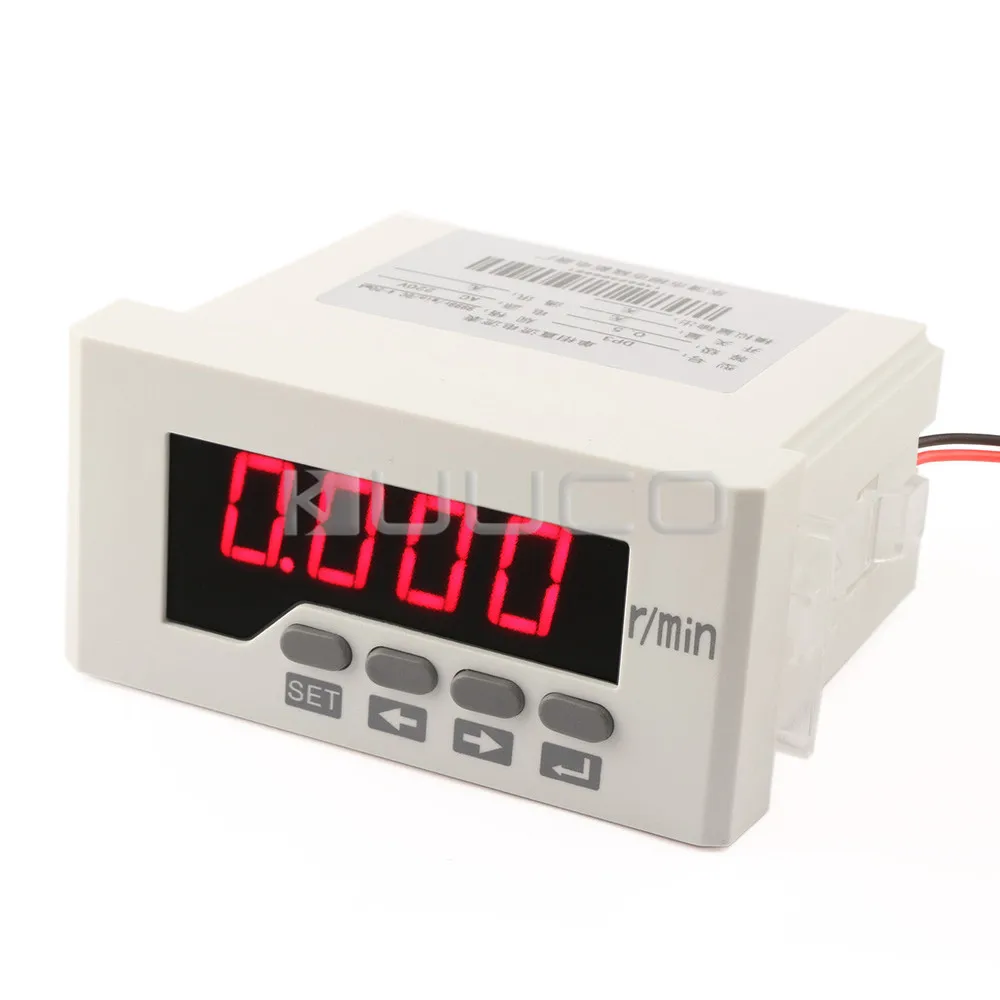 

Tacho Gauge AC / DC110~220V Intelligent Digital Tachometer Red LED Speed Monitor meter 9999 rpm /DC4~20mA Wire-speed Table