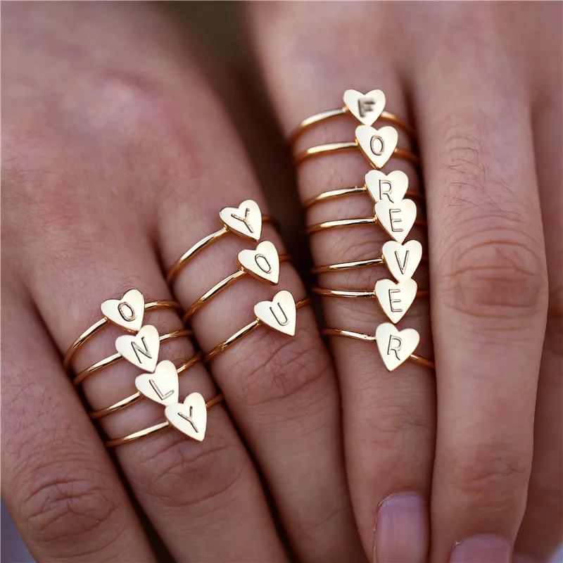 

Alphabet Rings Custom Personalized A-Z Initial Letter Name Rings Charm Letter Jewelry Fashion Love Gift New Hot Sell Dropship