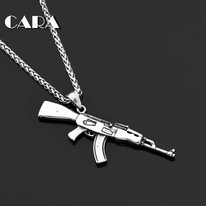 

CARA New machine gun pendant necklace stainless steel men necklace fashion jewelry for mens gift charm chain necklace CAGF0432