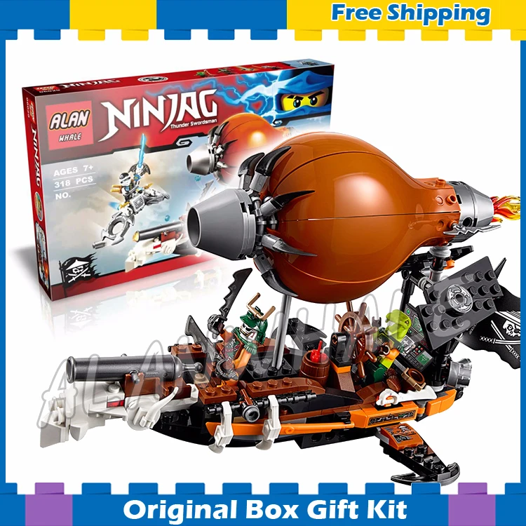 294 шт Bela 06029 Ninja Zeppelin Raid строительные блоки модели комплекты Doubloon детские игрушки