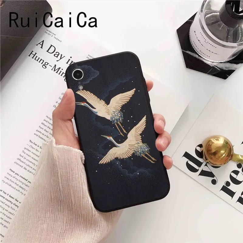 Japanese Style Anime Embossed crane fox