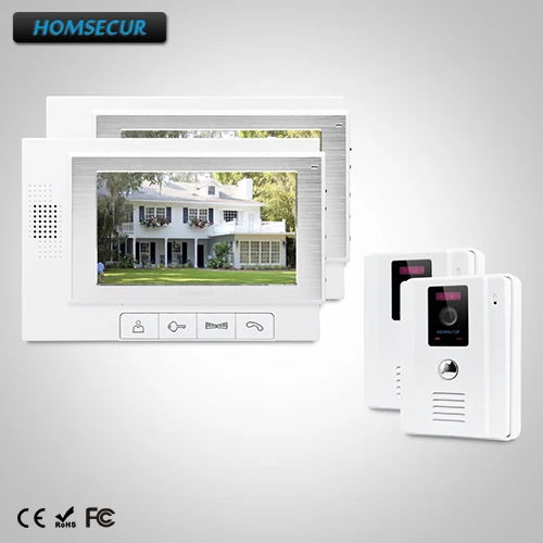 

HOMSECUR 7" Video Door Entry Phone Call System+Intra-monitor Audio Intercom TC011-W + TM702-W