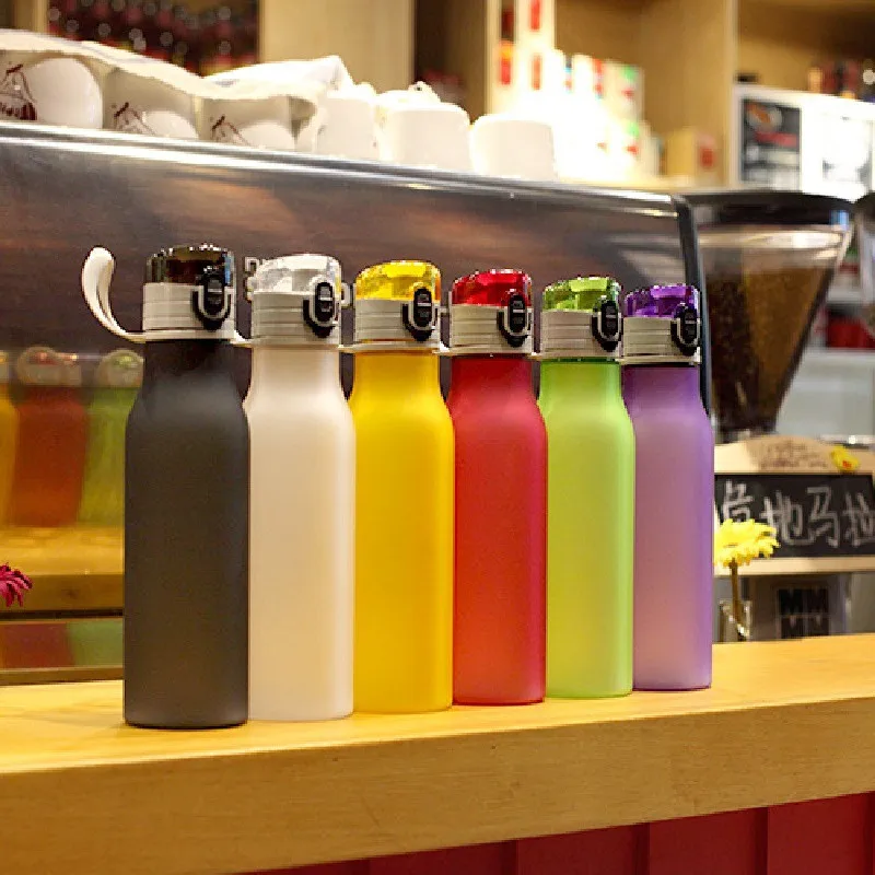Universal frosted cup wholesale plastic cup sports water bottle cylindrical solid color black Travel Cup Carry Loop Apr10 (5)