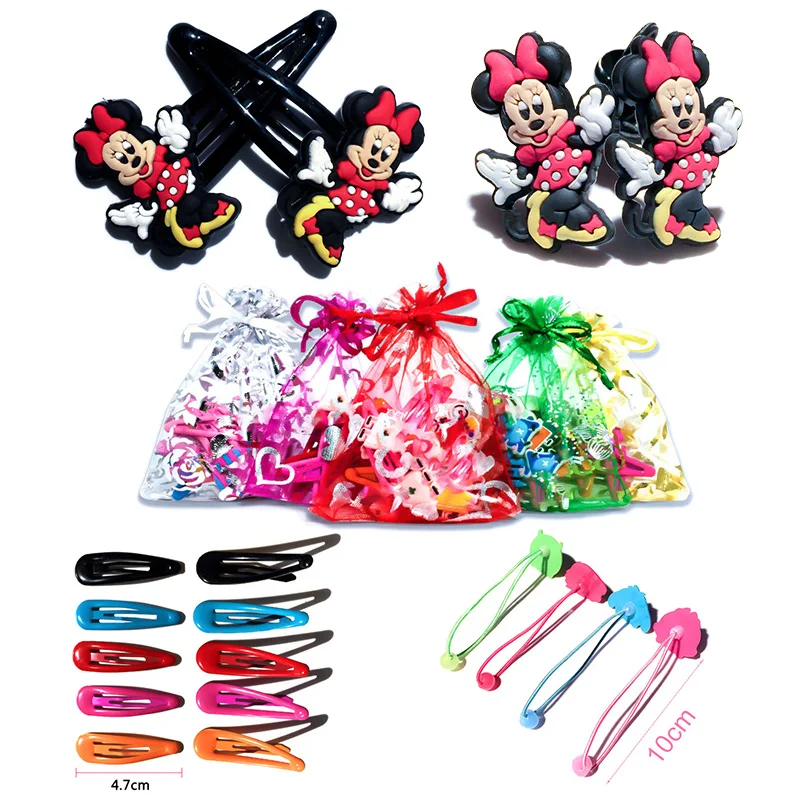 

2 pairs/lot Mickey Minnie Donald hair ropes bands and hairpins clips baby hair accessories headbands PVC RB small party gift