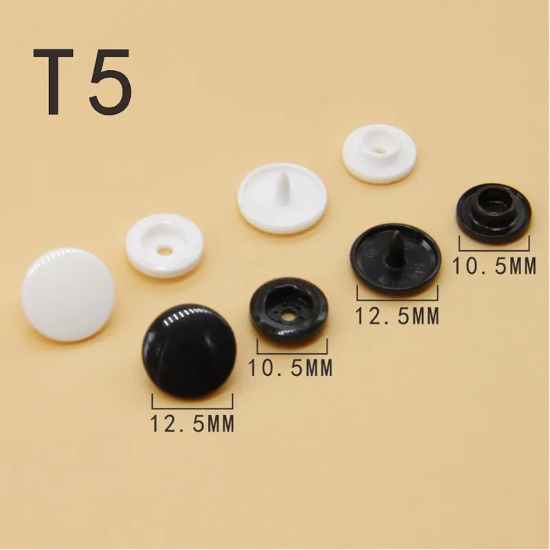 Chengkai 1000 sets T5 Size 20 Kam Round Glossy Plastic Resin Long Prong Snaps Buttons fasteners Press Stud Baby Children Snaps