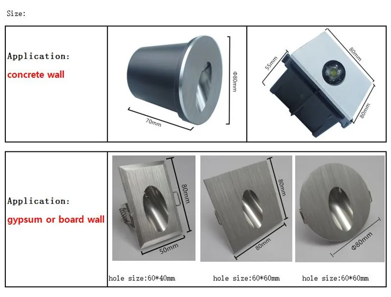 Светодиодные Бра лампы 85-265 в 3 Вт/1 Вт Встраиваемый светодиодный лестничный светильник, настенный светильник, Светильники для ступеней/проходов, встраиваемый бетонный настенный светильник ing