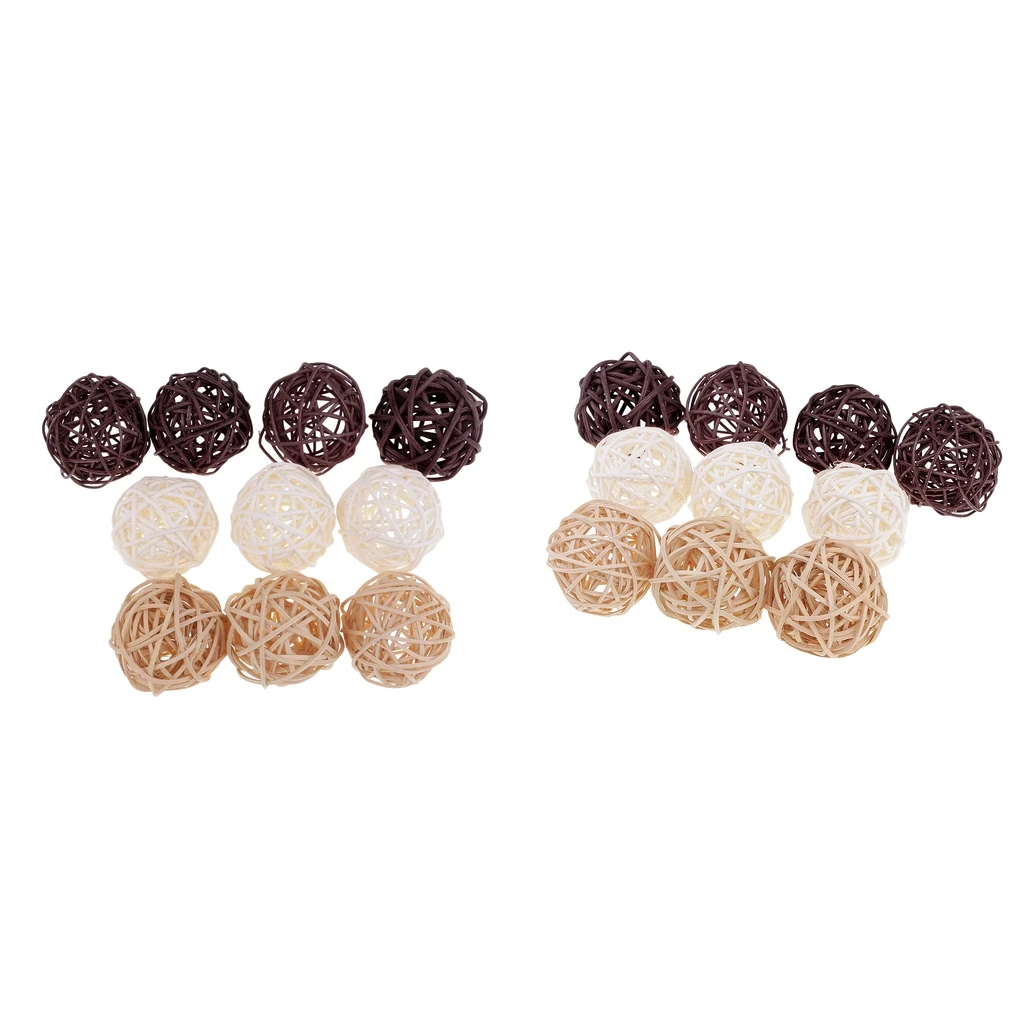 20 Pieces Natural Wicker Rattan Ball 5cm Twig Orbs Balls DIY Embellishments Wedding Ornaments Crafts String Lights Supply