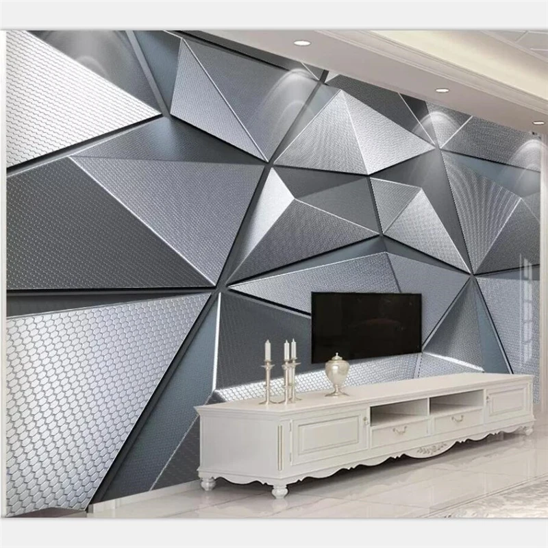 

beibehang Wallpaper custom large high-end 3D solid geometry atmospheric metal living room bedroom wall papel de parede 3d