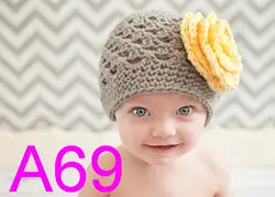 200 шт./лот детская шапка с цветком-девочка цветок шляпу фотографии фото девочка крючком- на заказ NB-6years