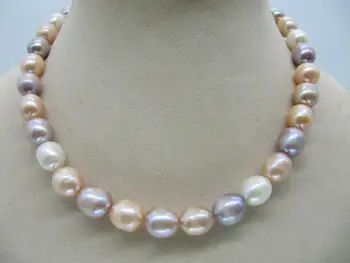

AAA 11-12 MM SOUTH SEA WHITE pink purple PEARL NECKLACE 925silver 18" Free freight