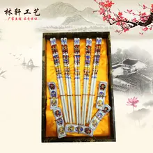 Долгосрочные поставки из бамбука палочки для еды палочки для еды набор семья костюм назад 5 пар палочек для еды набор