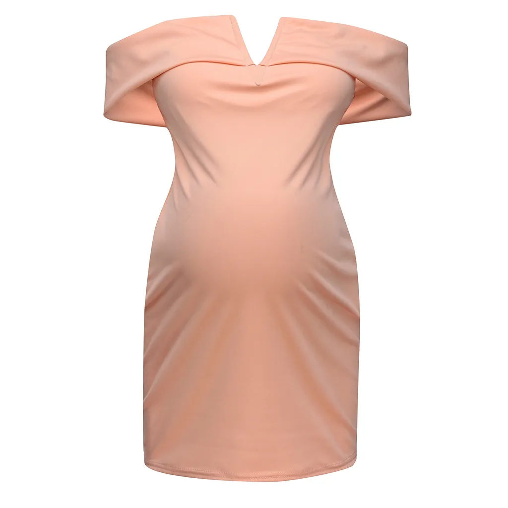Vetement femme, женская одежда для беременных, платье для кормящих, однотонное, для грудного вскармливания, летнее платье для беременных, ropa de mujer - Цвет: Розовый