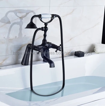

Bathtub Faucet Oil Rubbed Bronze Deck Mounted Tub Mixer Faucet Dual Handle Hot and Cold Water Tap Telephone Style Nhg025