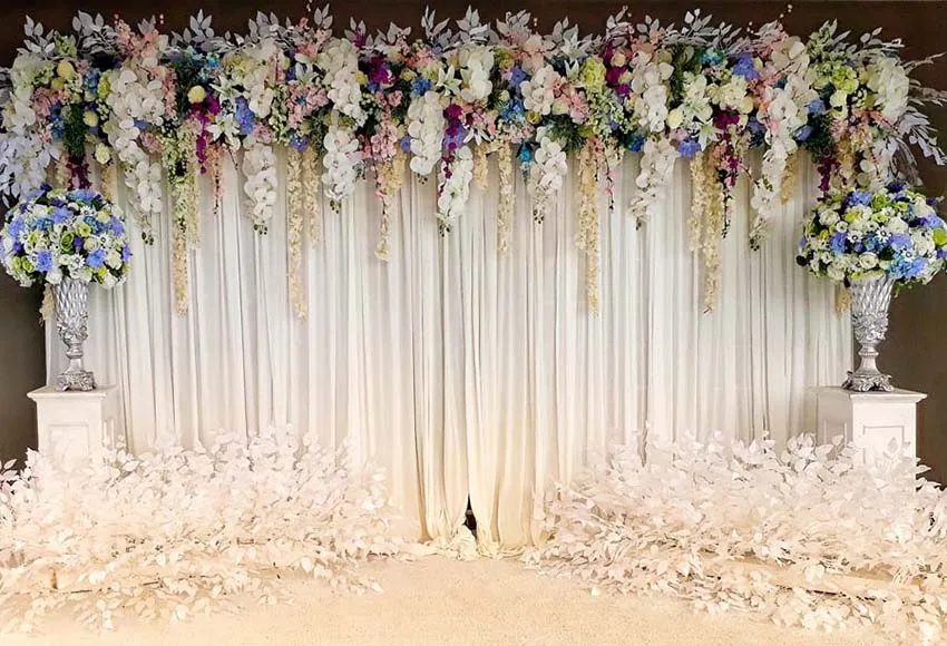 Виниловый фон для фотосъемки вечерние Романтические цветы белые марлевые свадебные фоны для фотостудии