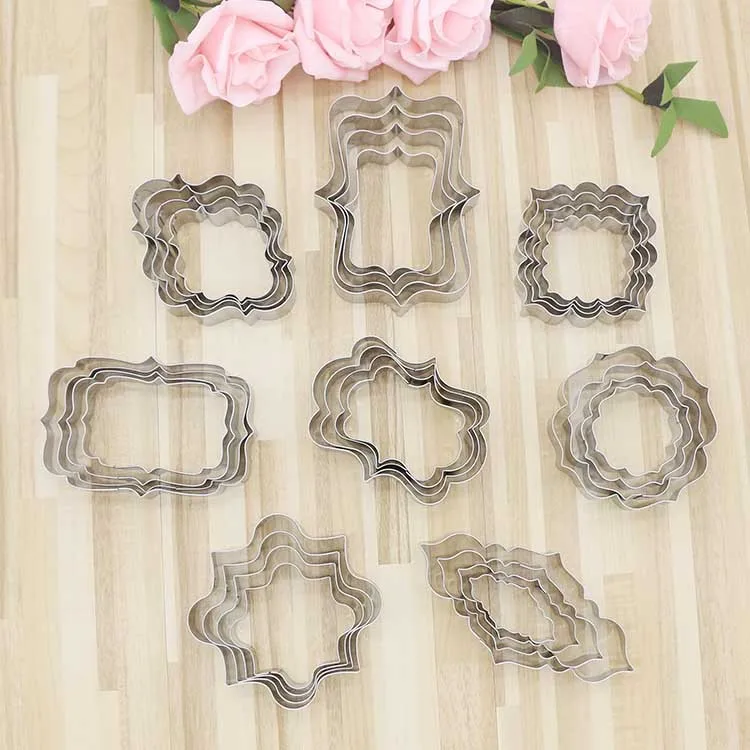 

New style stainless steel photo frame nameplate blessing box shape 4 pieces/set