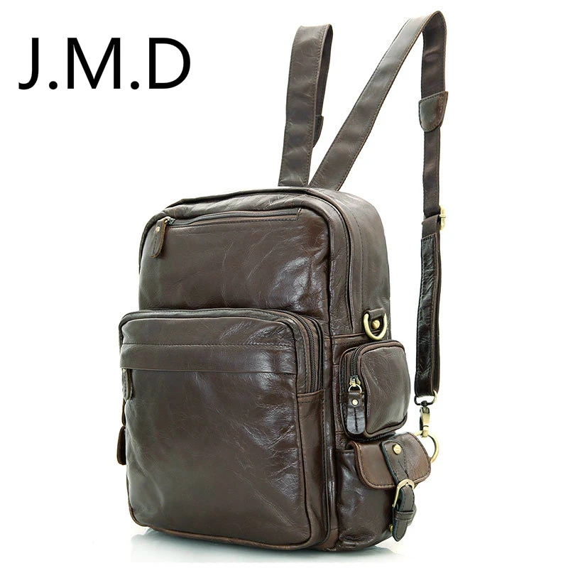 

J.M.D 100% Genuine Leather Vintage Style Mountaineering Backpack Shoulder Bag School Bag Bookbag 2685