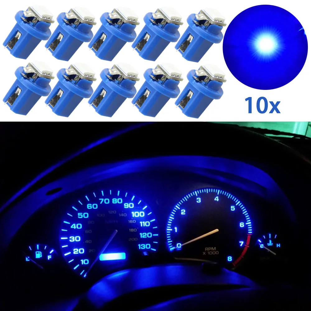 10 Pcs T5 B8.5D 5050 1SMD Auto Accessoires Dashboard Dash Cluster