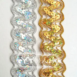 

4cm Width Hollow out lace fabric Ancient costume ribbon accessories Gold lace trim