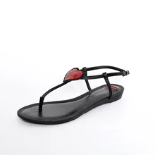 Women Lip Heart Sequins Flip Flop Thong Sandal Ladies 2017 Summer Leather Black Rome Love T-strap Flat Gladiator Shoes Girl