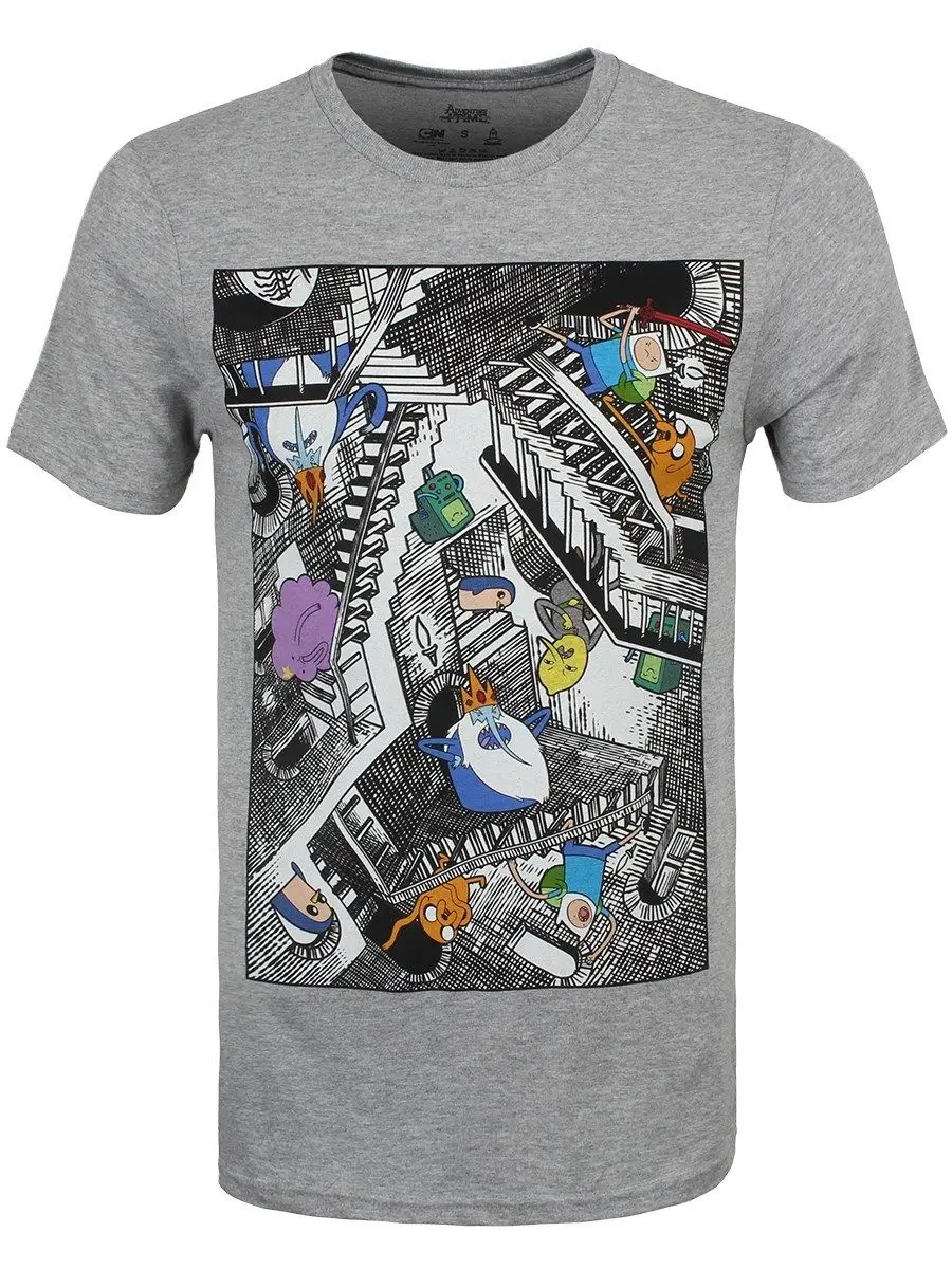 

Adventure Time Herren T-Shirt Escher Stairs grau 100% Cotton Short Sleeve O-Neck Tops Tee Shirts Fashion 2018 s-3xl