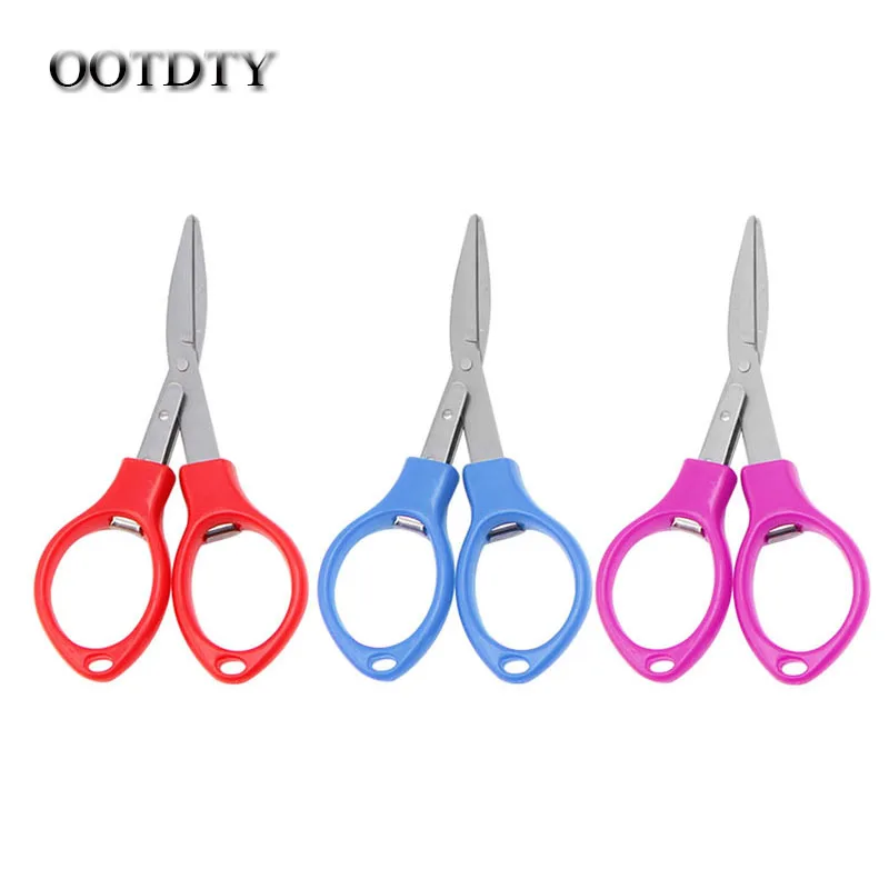 

OOTDTY Stainless Steel Folding Scissors Fishing Scissor Keychain Camping Mini Cutter hand tools dorp shipping
